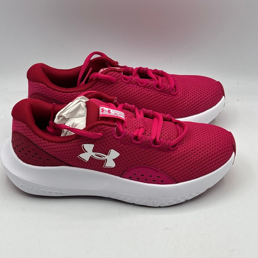 Under Armour Charged Surge 4 Shoes Women Size 6 Pink Red Running 3027007-681